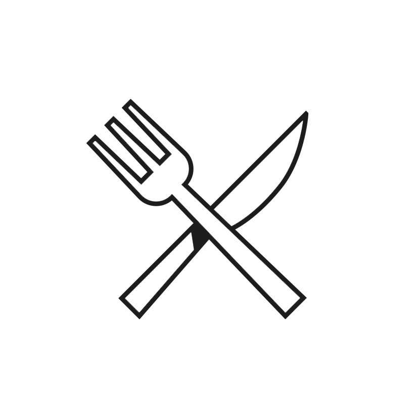 Pictogram voor Culinair Vlaanderen met een mes en een vork